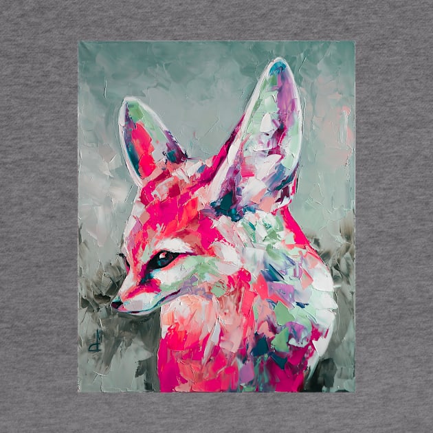 Oil fennec fox muzzle painting in multicolored tones. by MariDein